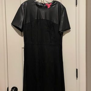 Faux Leather Black Dress